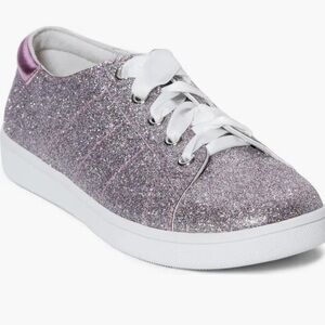 ‼️CLEARANCE‼️ PAIGE Alesia Pinkish Sparkly Glitter Leather LaceUp Sneakers‎ 9